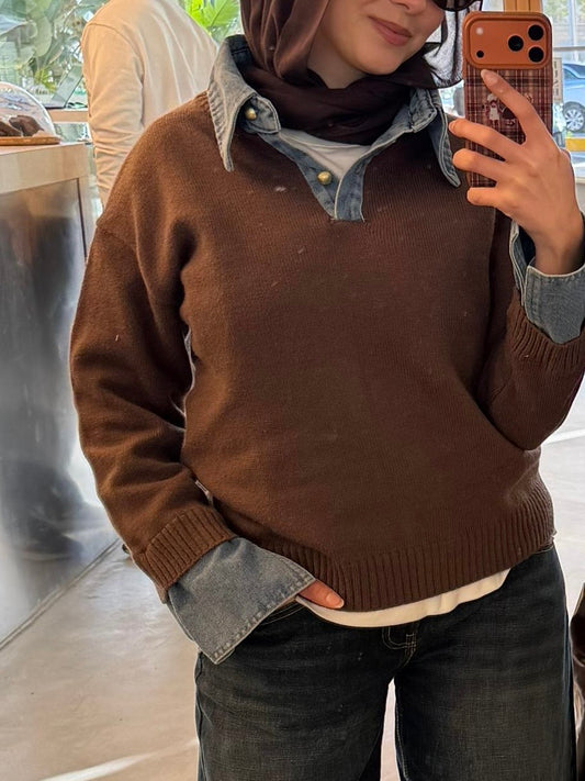 The Button Down Jumper in Mocha