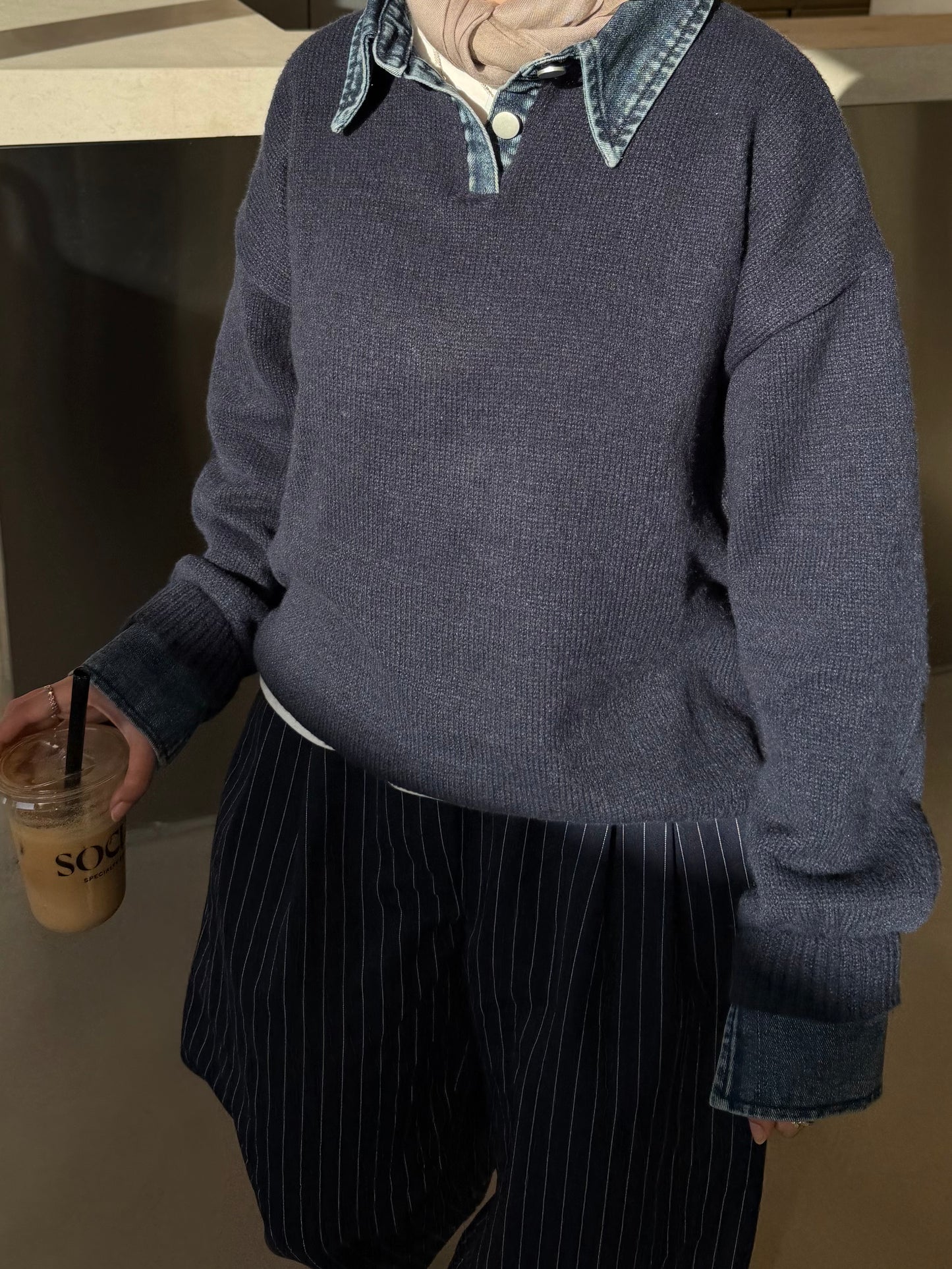 The Button Down Jumper in Navy