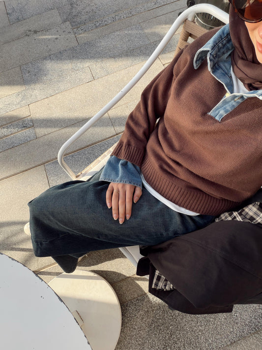 The Button Down Jumper in Mocha